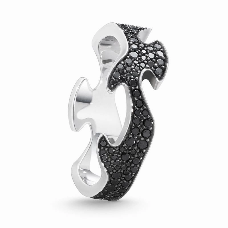 Georg Jensen Fusion 18ct White Gold Black Diamond Centre Ring D