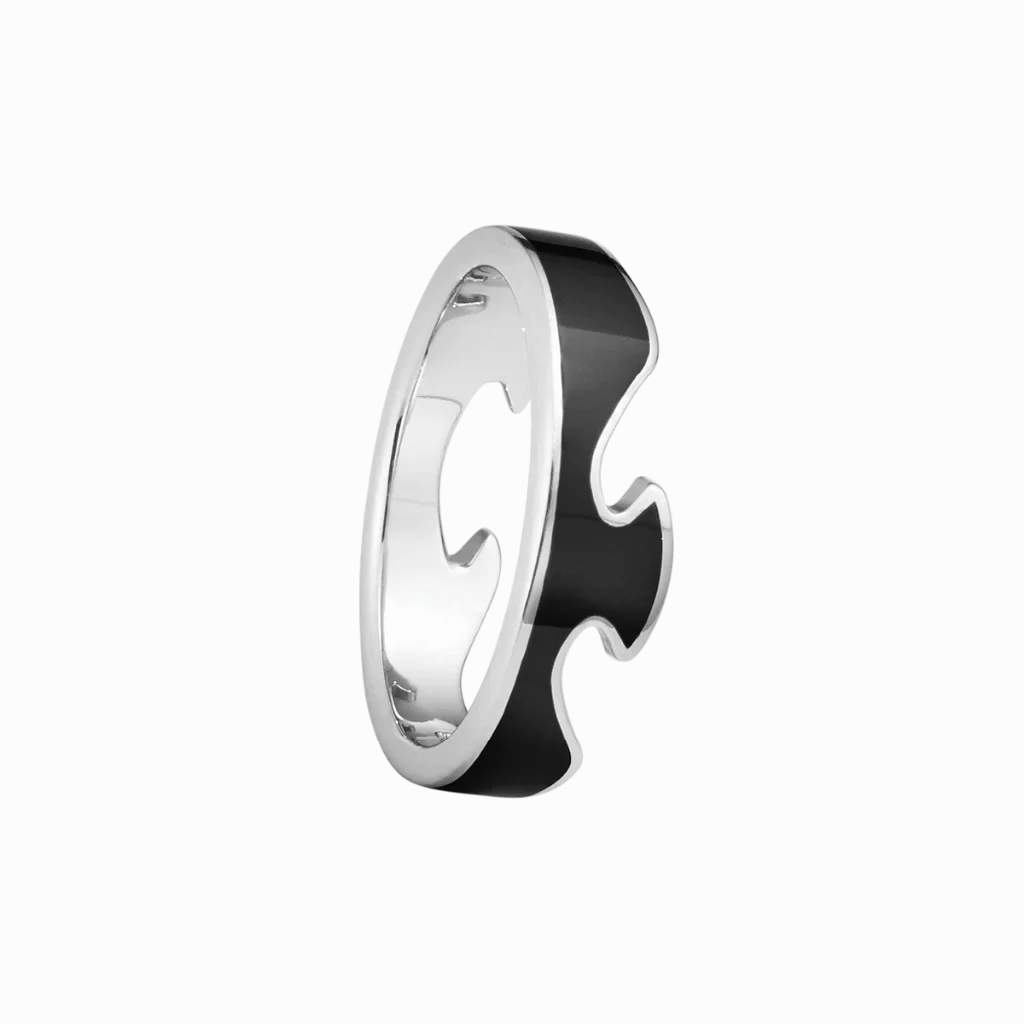 Georg Jensen Fusion 18ct White Gold Black Lacquer End Ring