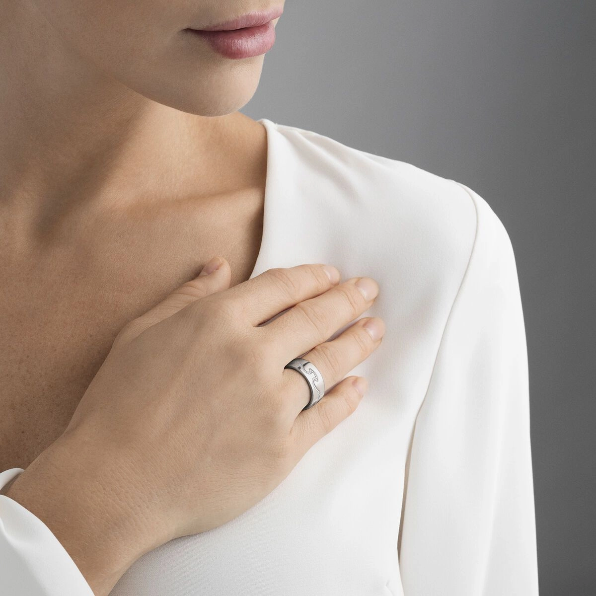 Georg Jensen Fusion 18ct White Gold Diamond End Ring