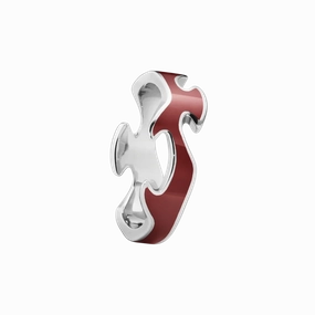 Georg Jensen Fusion 18ct White Gold Red Lacquer Centre Ring