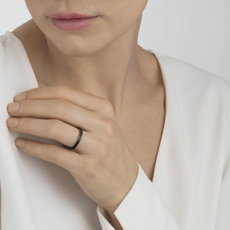 Georg Jensen Magic 18ct White Gold Black Diamond Ring D