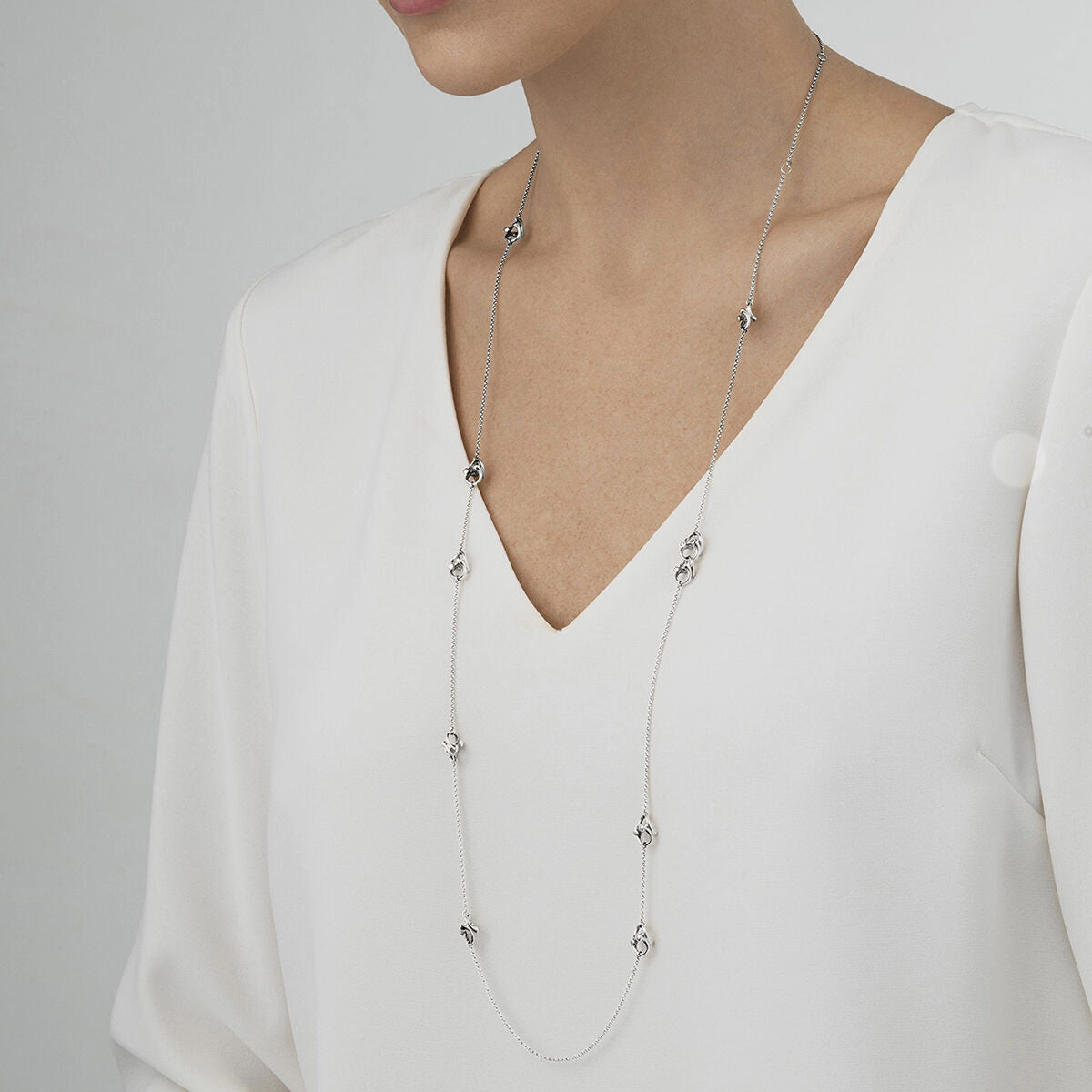 Georg Jensen Magic 18ct White Gold Diamond Long Embellished Necklace