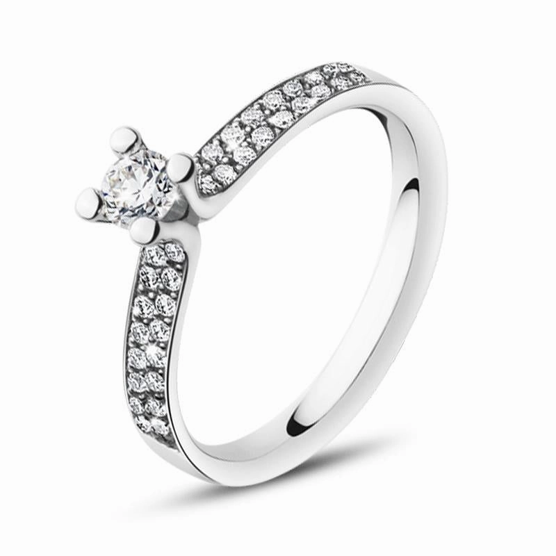 Georg Jensen Magic 18ct White Gold Diamond Pave Set Solitaire Ring