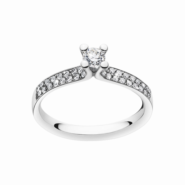 Georg Jensen Magic 18ct White Gold Diamond Pave Set Solitaire Ring