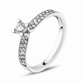 Georg Jensen Magic 18ct White Gold Diamond Pave Set Solitaire Ring