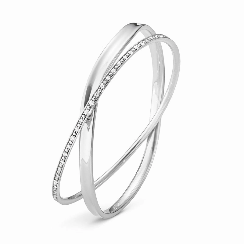 Georg Jensen Marcia Sterling Silver 0.60ct Diamond Crossover Bangle