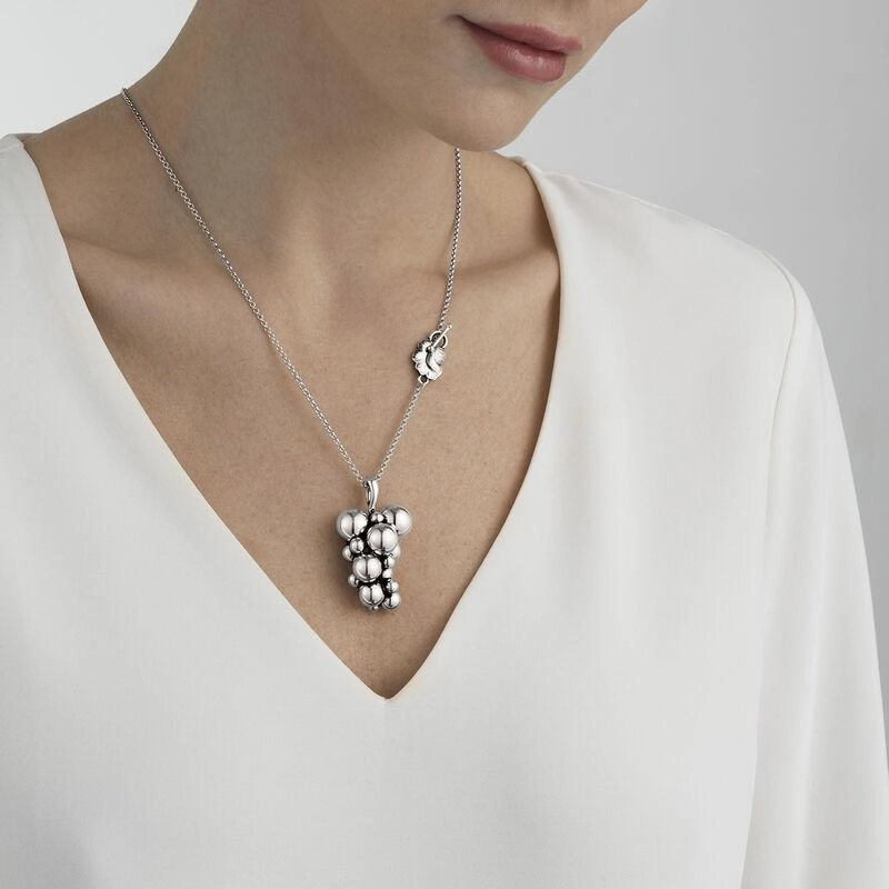 Georg Jensen Moonlight Grapes Sterling Silver Large Necklace D