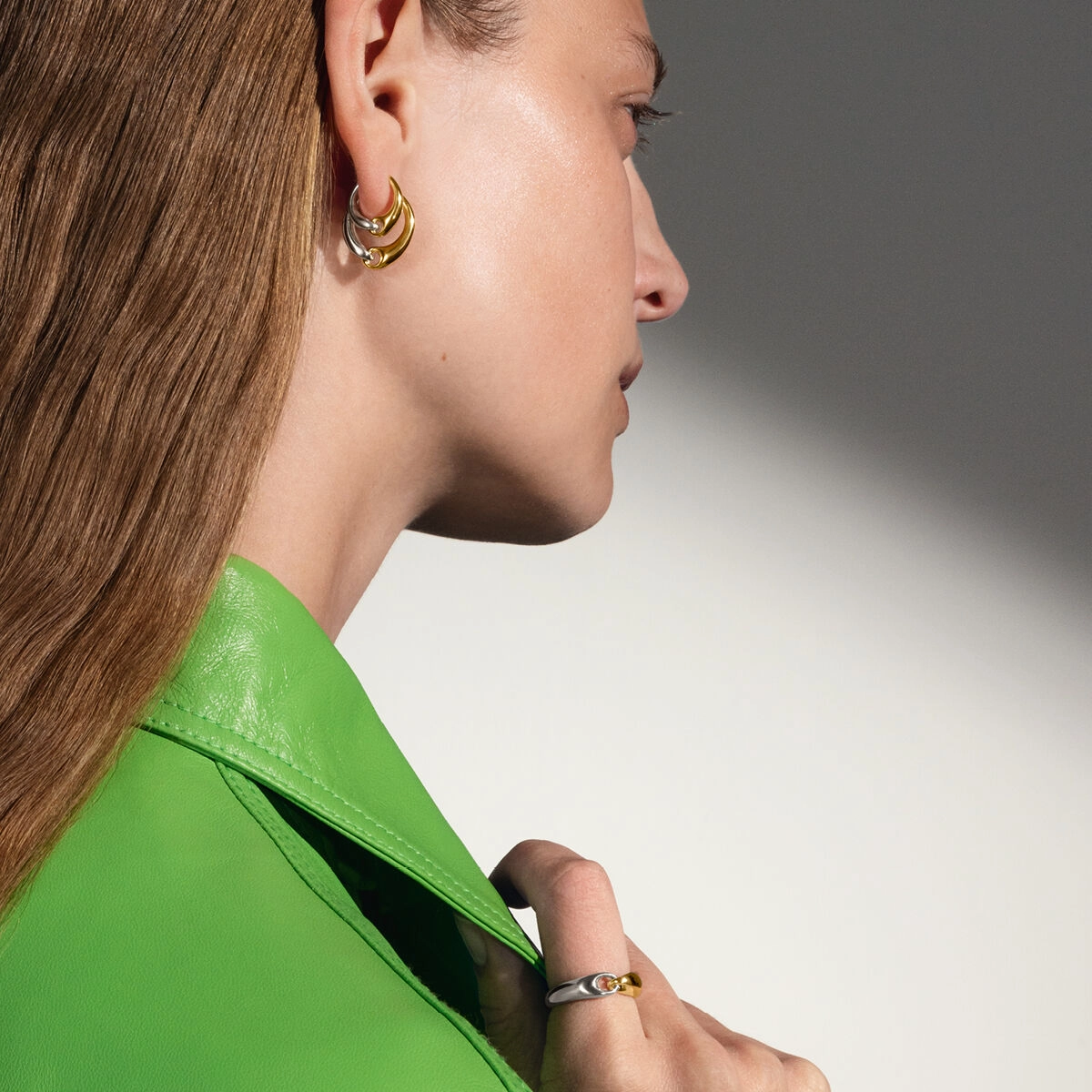 Georg Jensen Reflect 18ct Yellow Gold and Sterling Silver Small Hoop Single Earring