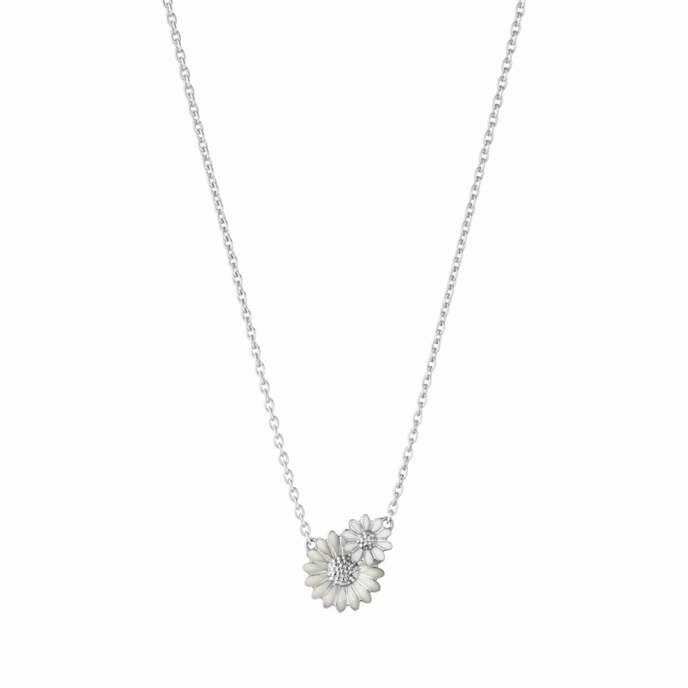 Georg Jensen Stine Goya Daisy Sterling Silver White Enamel Pendant