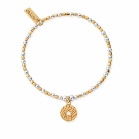 Gold & Silver Open Star In Circle Bracelet GMBCFB4017