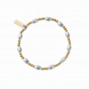 Gold And Silver Corrugated Oval Bracelet GMBCOVAL