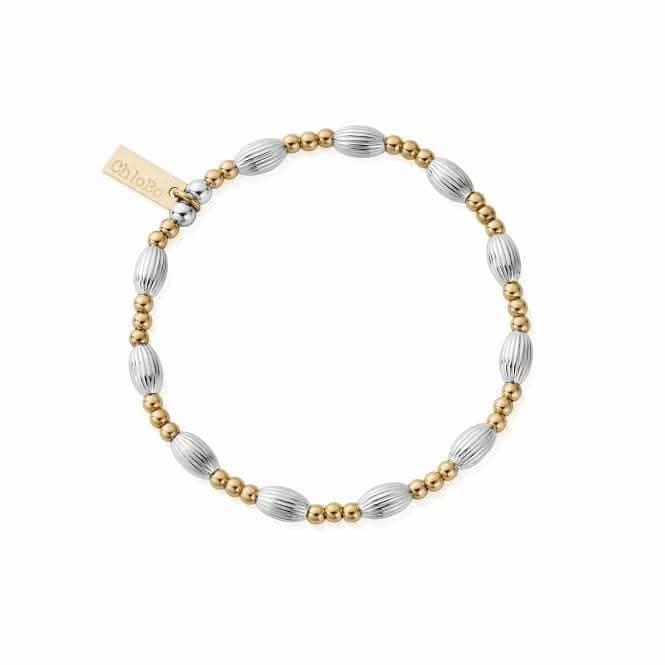 Gold And Silver Corrugated Oval Bracelet GMBCOVAL