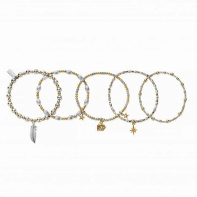 Gold And Silver Lucky Stack Of 5 Bracelets GMBSTA5L