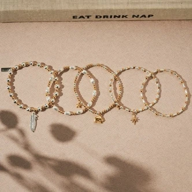 Gold And Silver Lucky Stack Of 5 Bracelets GMBSTA5L