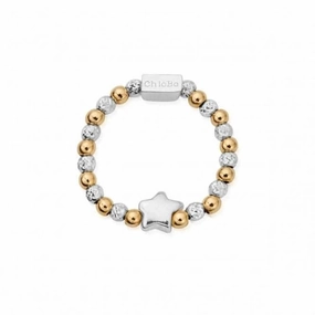 Gold And Silver Mini Inset Star Ring