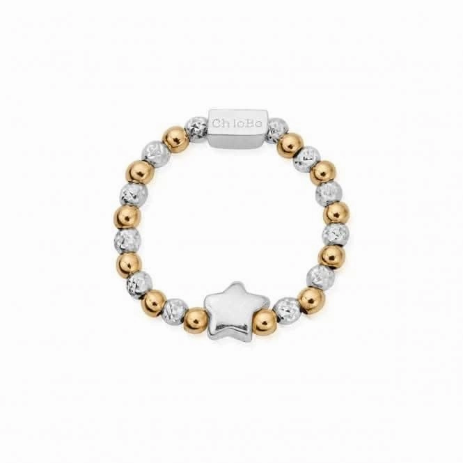 Gold And Silver Mini Inset Star Ring