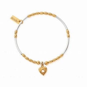 Gold And Silver Star Heart Bracelet GMBMNSR4022