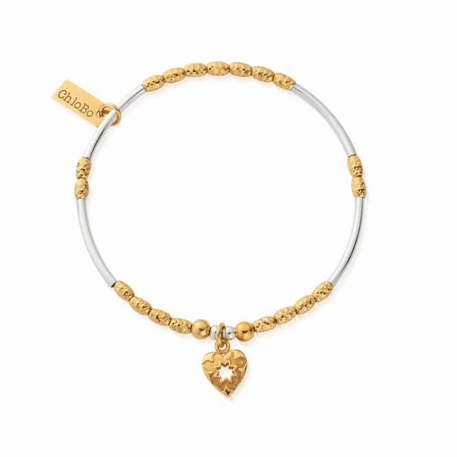 Gold And Silver Star Heart Bracelet GMBMNSR4022