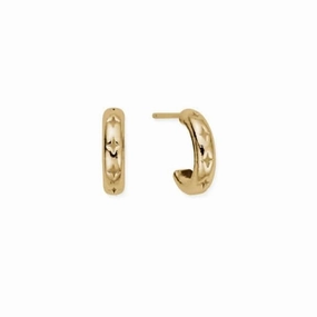 Gold Cut Out North Star Huggie Hoop Earrings GEH3323