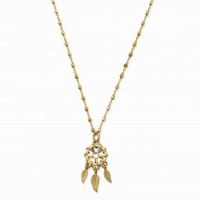 Gold Delicate Cube Dream Catcher Necklace GNDC3291