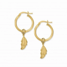Gold Didi Feather Hoop Earrings GEH724