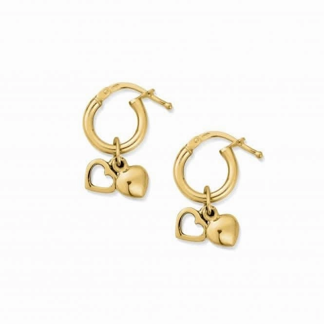 Gold Double Heart Small Hoop Earrings GEH1068