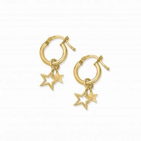 Gold Double Star Hoops GEH1128