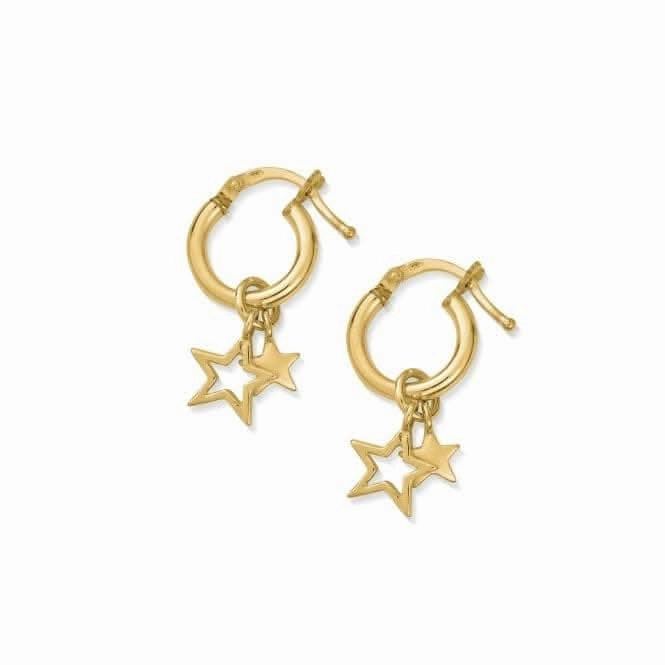 Gold Double Star Hoops GEH1128