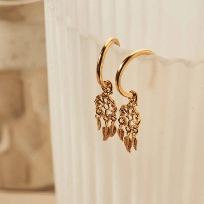 Gold Dream Catcher Hoop Earrings GEH3291