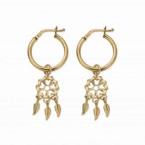 Gold Dream Catcher Hoop Earrings GEH3291