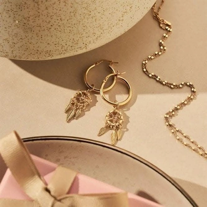 Gold Dream Catcher Hoop Earrings GEH3291