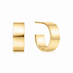 Gold Flat Medium Hoop Earrings E062-04G