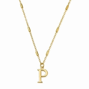 Gold Iconic Initial P Necklace GNCC4041P