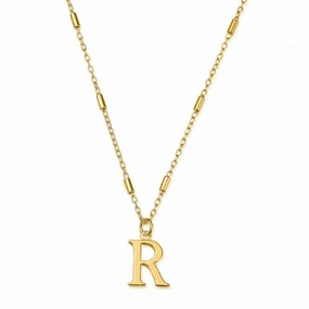 Gold Iconic Initial R Necklace GNCC4041R