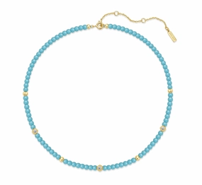 Gold Lab Created Turquoise Necklace N063-03G