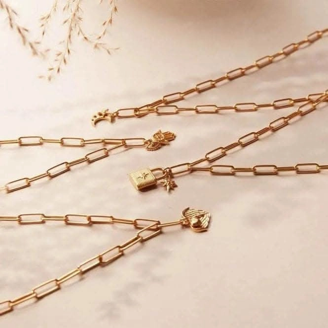 Gold Link Chain Faith and Love Necklace GNLC10244014