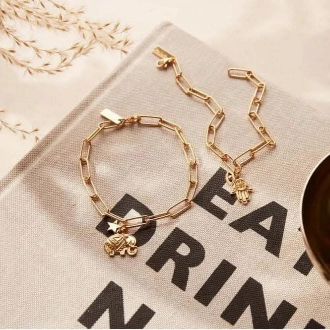 Gold Link Chain Strength and Luck Bracelet GBLC4024810