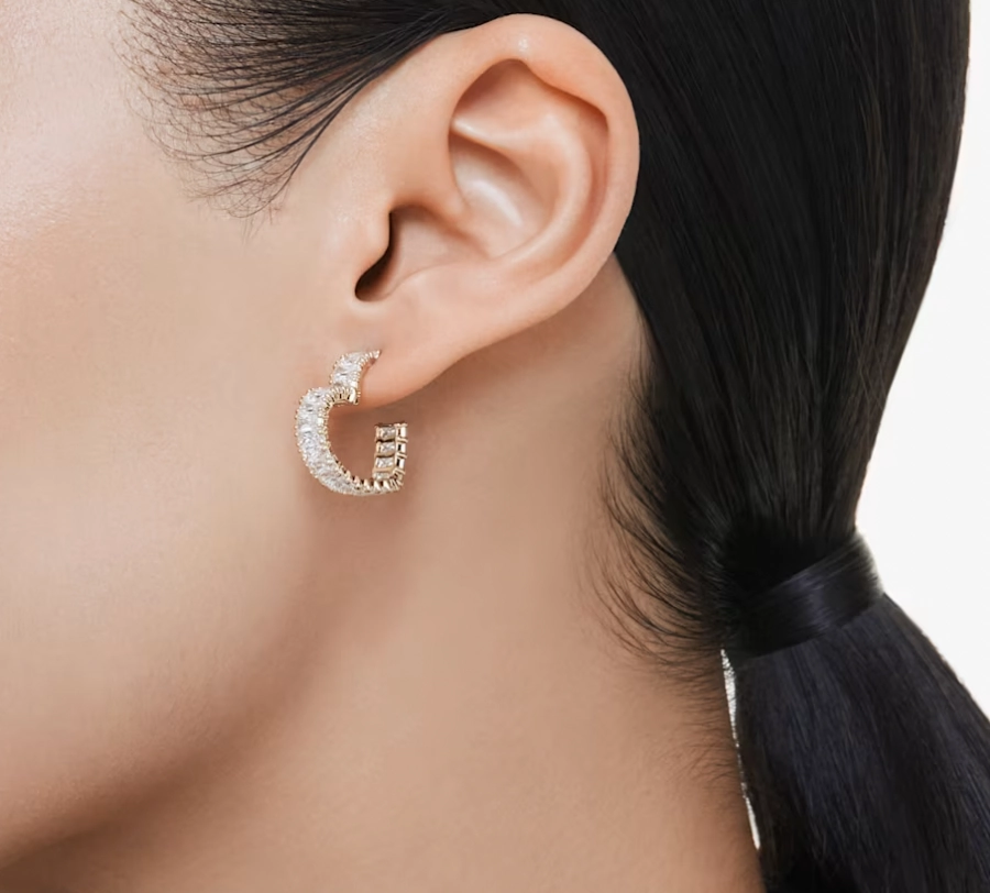 Gold Matrix Heart Hoop Earrings
