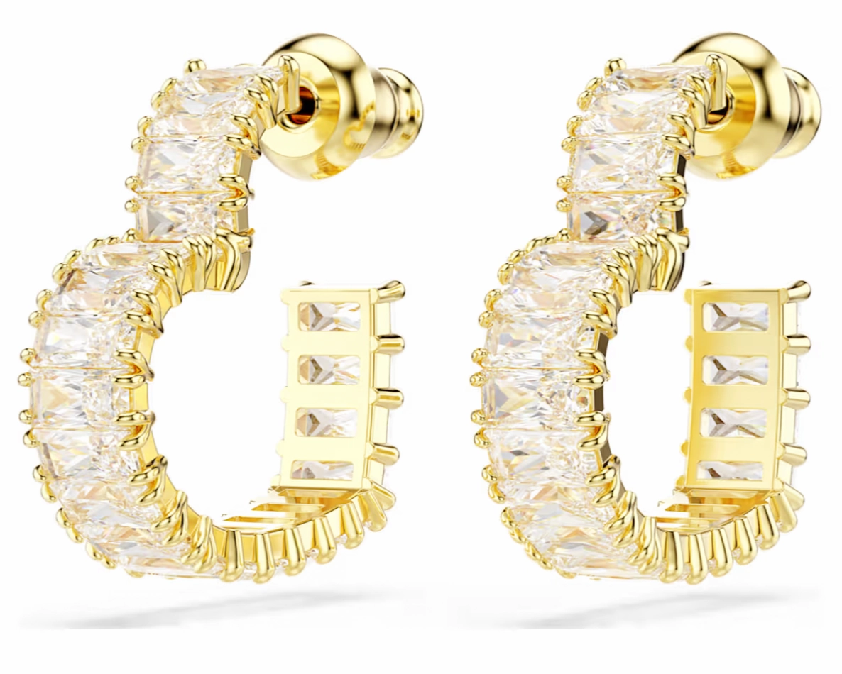 Gold Matrix Heart Hoop Earrings