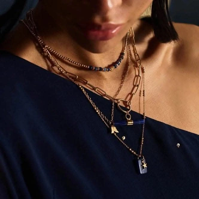 Gold Midnight Star Sodalite Necklace GNSSTAR
