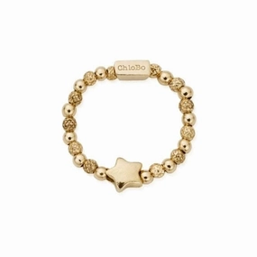 Gold Mini Inset Star Ring