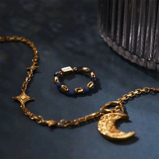 Gold Mini Rice Sodalite Ring