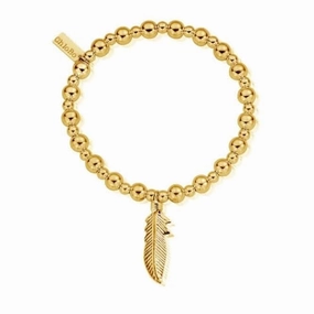Gold Mini Small Ball Feather Bracelet GBMSB720