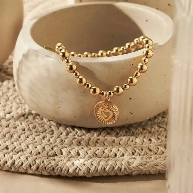 Gold Mini Small Ball Guiding Heart Bracelet GBMSB3221