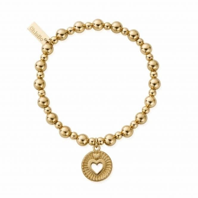 Gold Mini Small Ball Guiding Heart Bracelet GBMSB3221