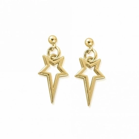 Gold North Star Drop Earrings GEST4004