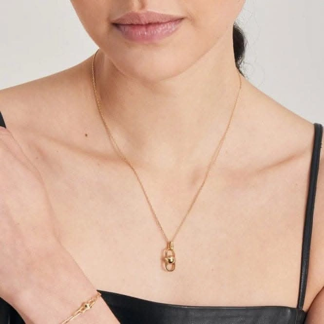 Gold Orb Link Drop Pendant Necklace N045-03G