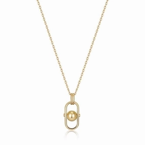 Gold Orb Link Drop Pendant Necklace N045-03G