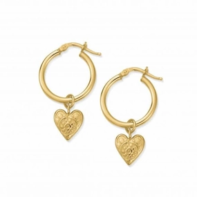 Gold Patterned Heart Hoop Earrings GEH758