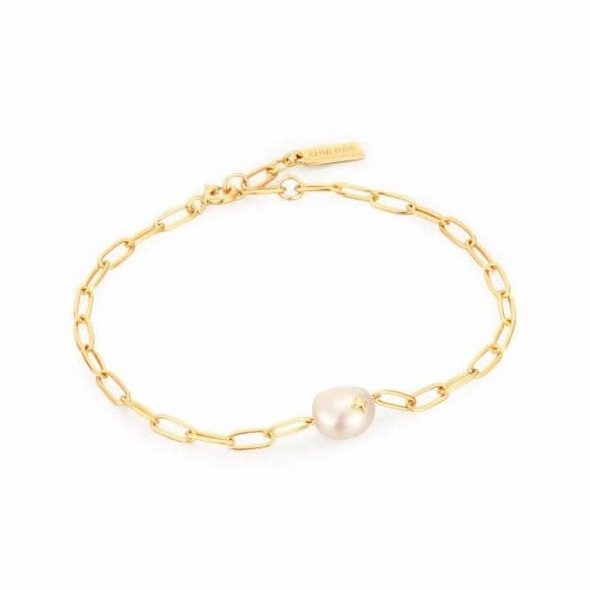 Gold Pearl Sparkle Chunky Chain Bracelet B043-03G
